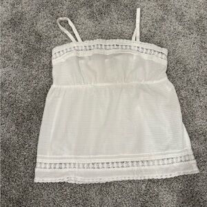 LOFT White Camisole with crochet trim